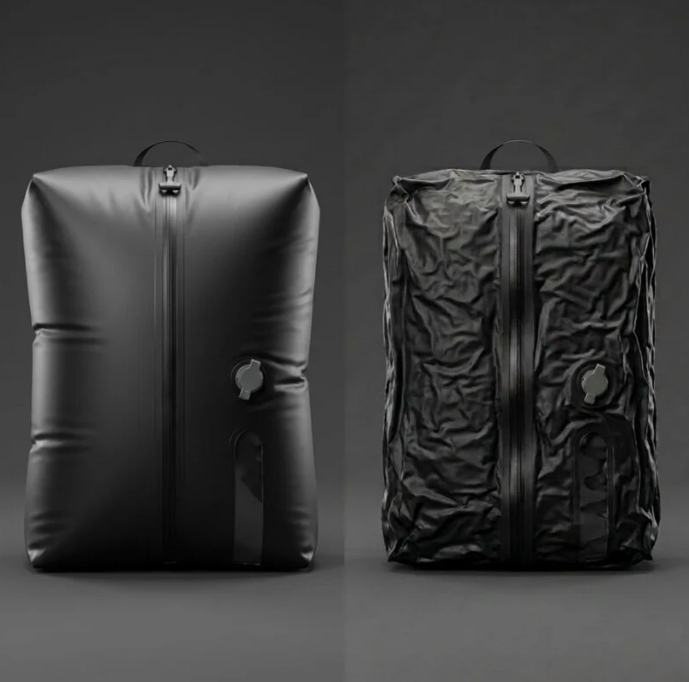 Comparaison avant après de vêtements compressés avec un sac sous vide SAFAR pour réduire leur volume